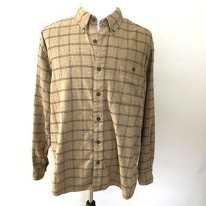 Eddie Bauer Cotton Flannel Shirt Men XL Button-down Long Sleeve Window Pane